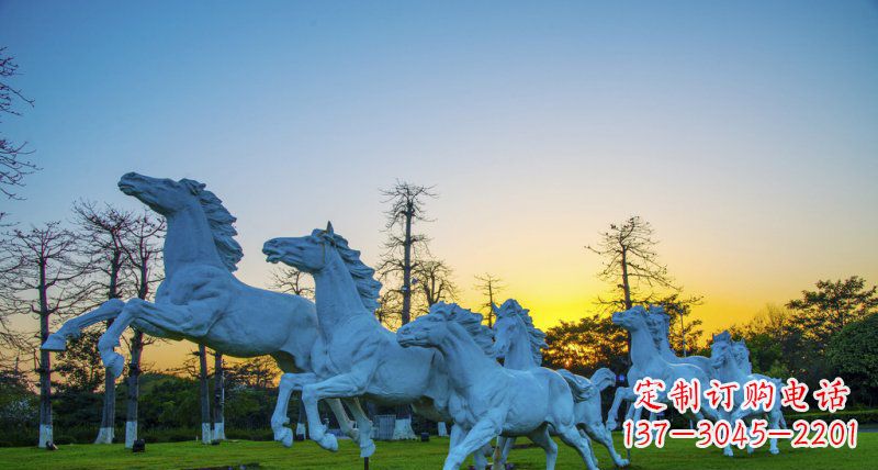 大连奔跑的马群城市公园景观铜雕