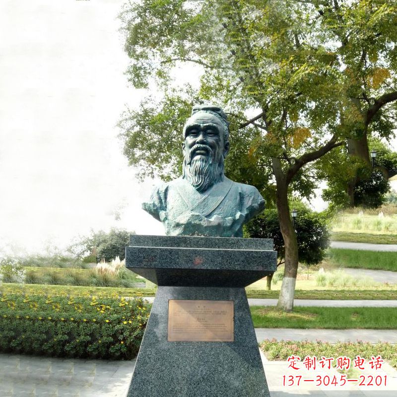 大连扁鹊石雕头像-公园中国古代十大名医历史著名医学人物雕塑