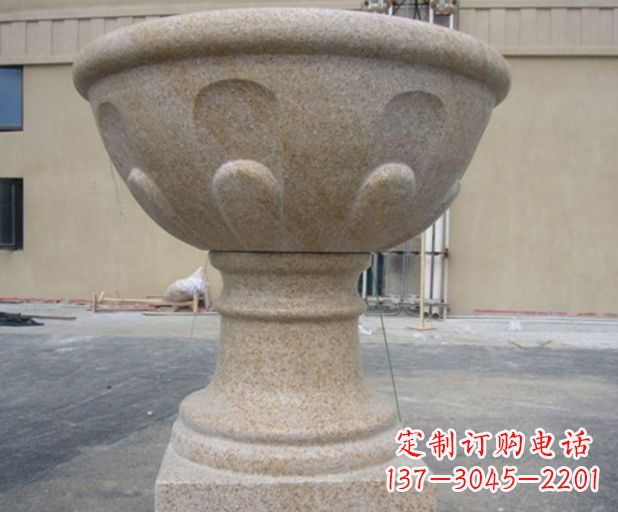 大连别墅景观大理石花盆石雕 (3)