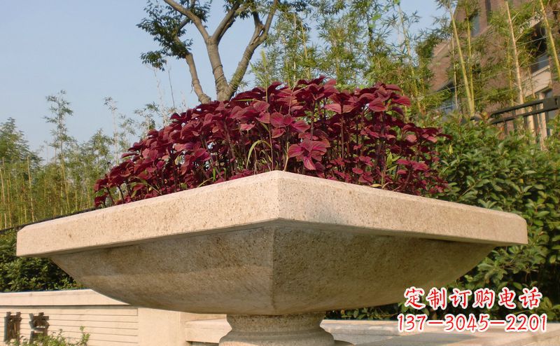 大连别墅景观大理石花盆石雕_1