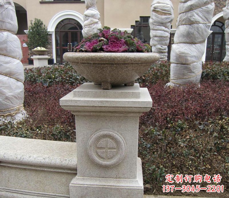 大连别墅景观大理石花盆石雕_2