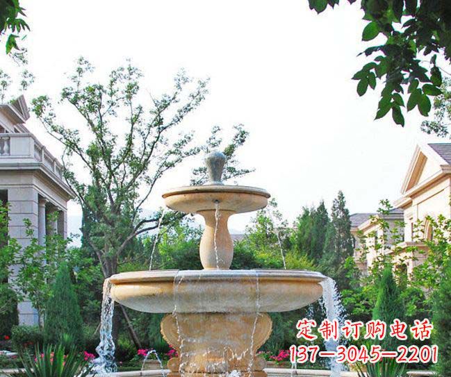 大连别墅景观晚霞红喷泉石雕