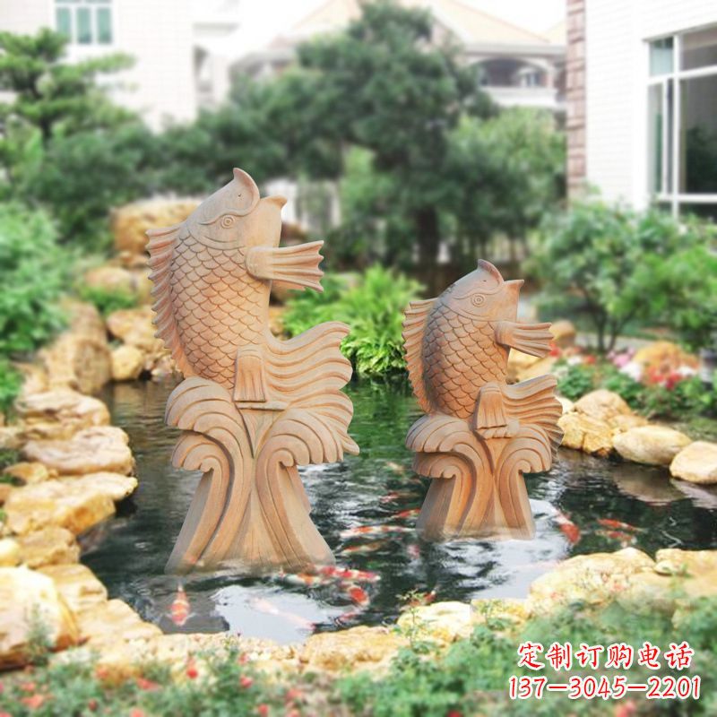 大连别墅庭院吉祥招财石雕鱼喷泉雕塑