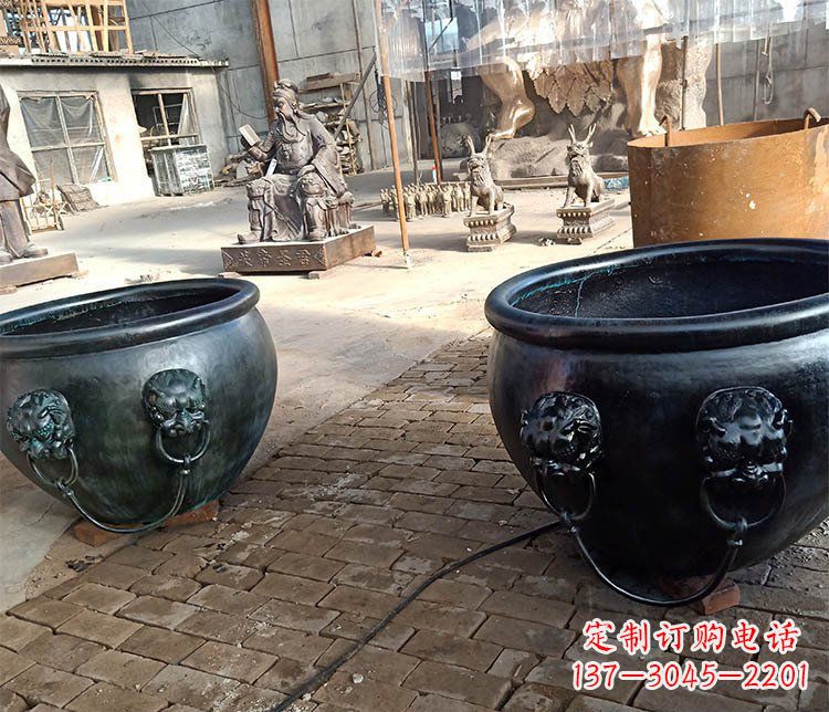 大连别墅招财水缸铜雕塑摆件 (3)