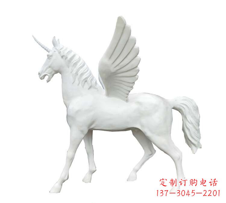 大连玻璃钢白色飞马雕塑