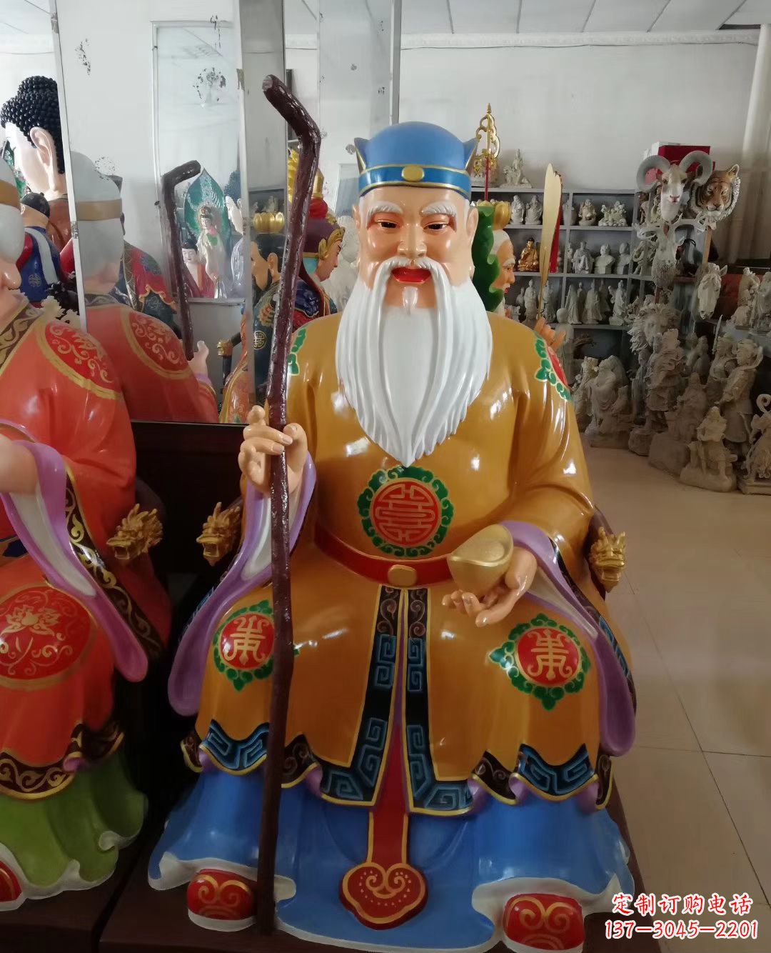 大连玻璃钢彩绘神像土地公雕塑