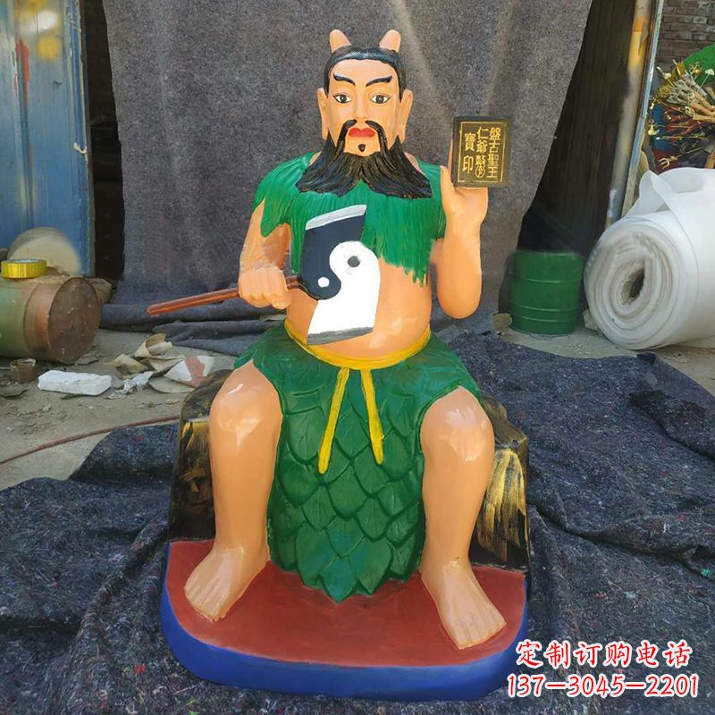 大连玻璃钢彩绘五榖神农大帝雕像