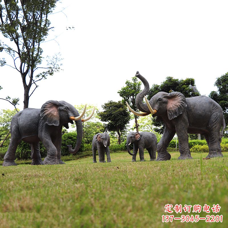 大连玻璃钢大象雕塑传承古老文化,点缀园林景观