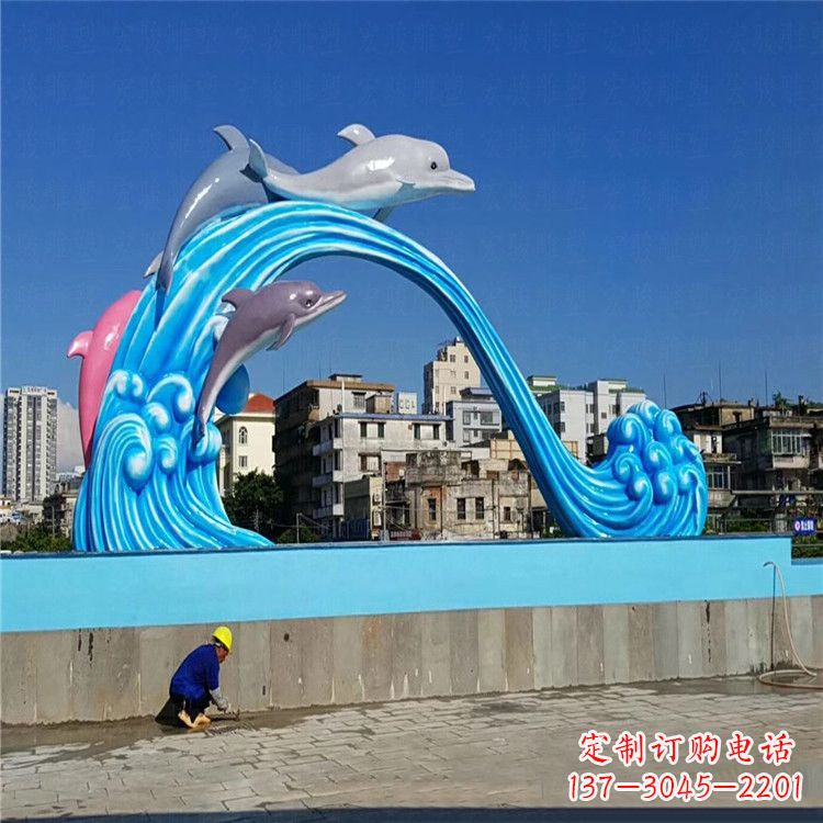 大连玻璃钢大型海豚雕塑游泳馆游乐场的精彩缤纷