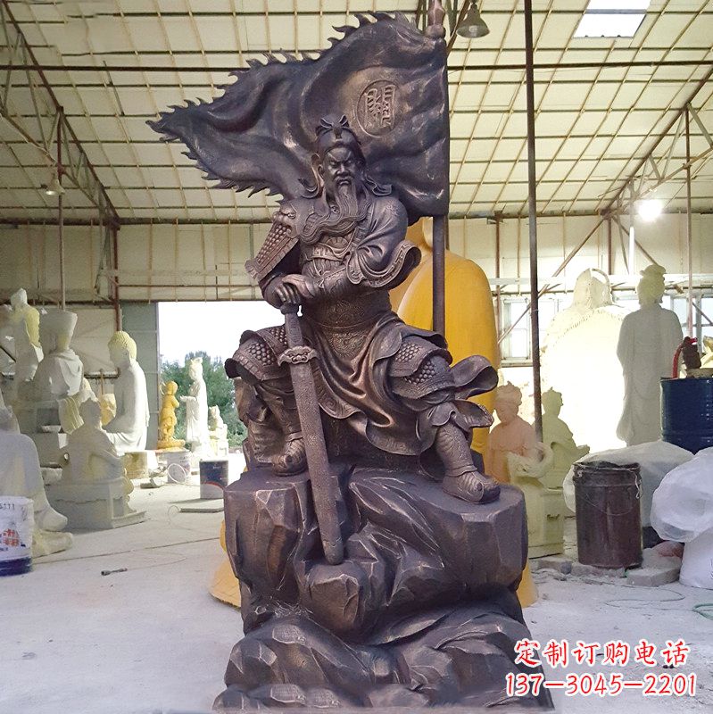 大连玻璃钢仿铜关公雕塑传承中国传统文化
