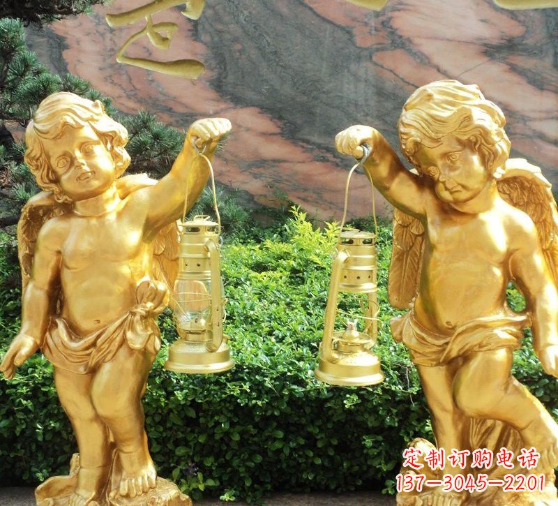 大连玻璃钢仿铜小天使路灯陪伴你安全回家