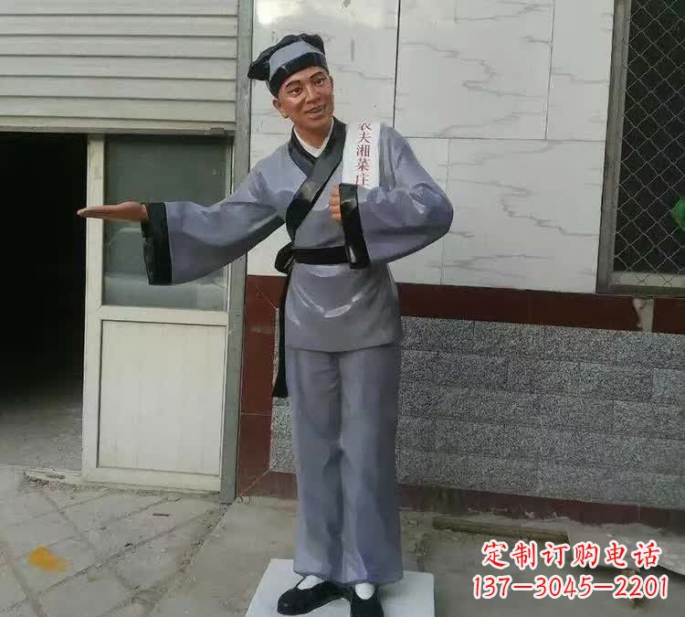 大连精致玻璃钢店小二雕塑