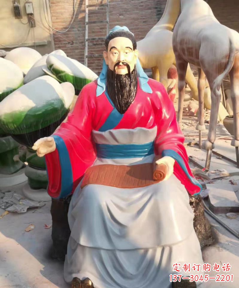 大连玻璃钢仿真古代名人孔子讲学雕塑