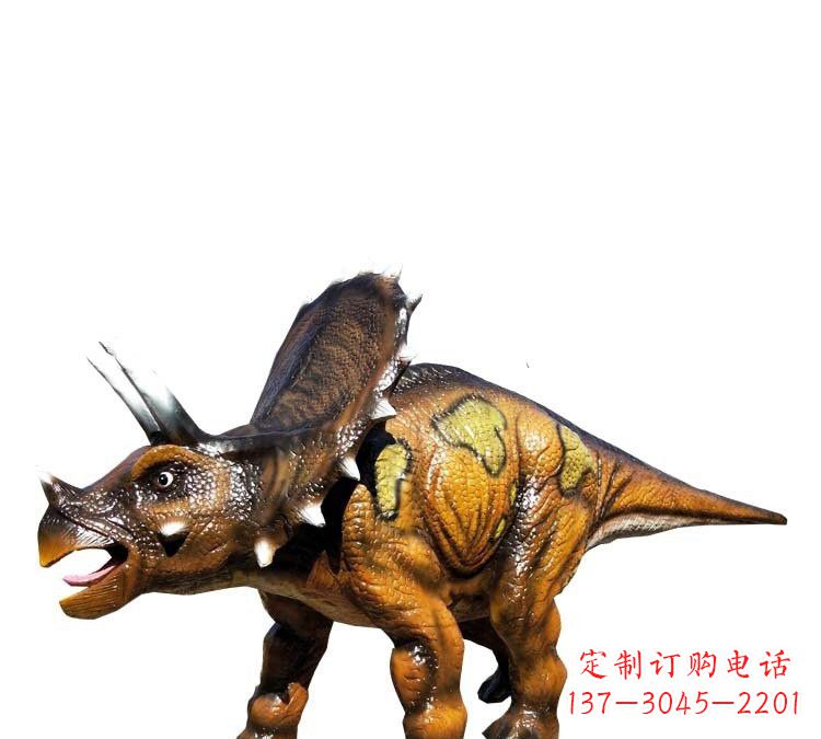 大连玻璃钢仿真恐龙三角龙雕塑——古老动物的最佳再现