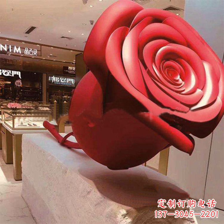 大连玻璃钢仿真玫瑰花雕塑摆件