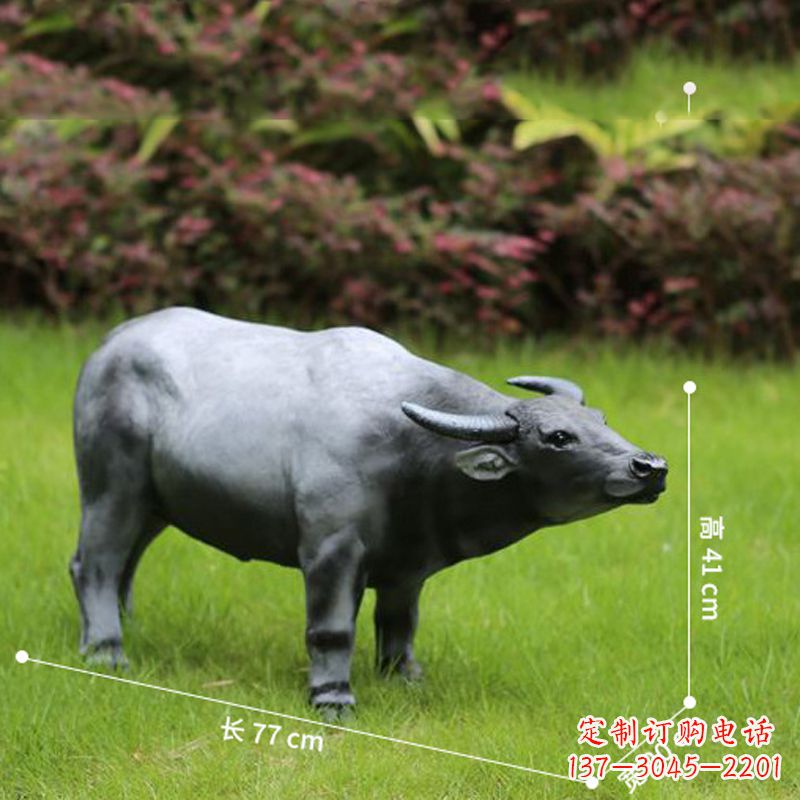 大连玻璃钢仿真水牛-公园草坪动物雕塑摆件
