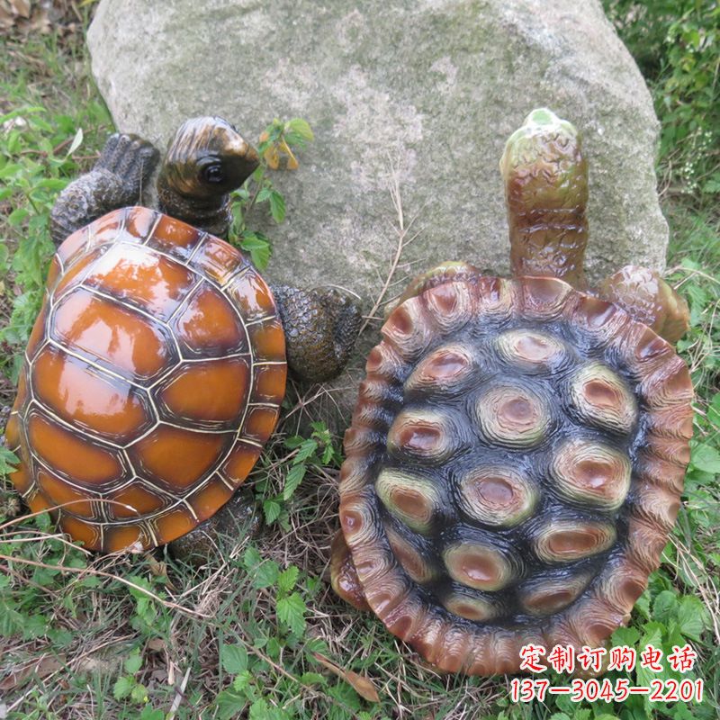 大连玻璃钢仿真乌龟雕塑,园林陆龟海龟花园装饰摆件