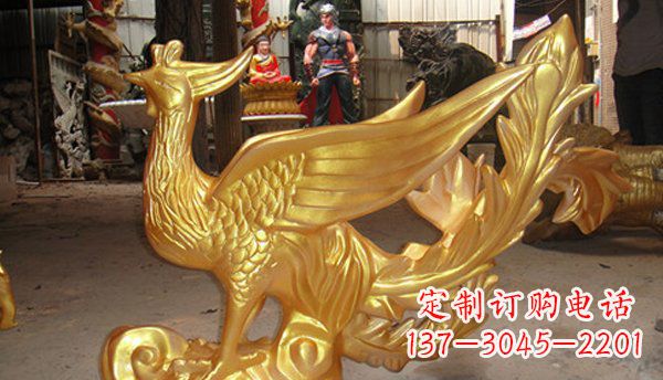 大连玻璃钢凤凰仿铜动物雕塑传承传统文化