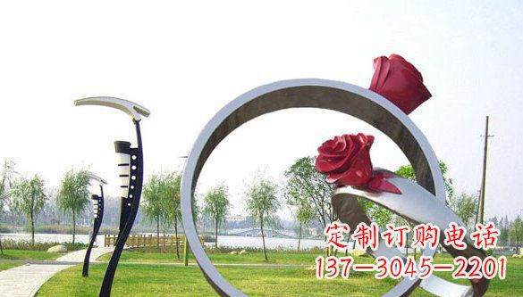 大连不锈钢爱情戒指浪漫雕塑艺术