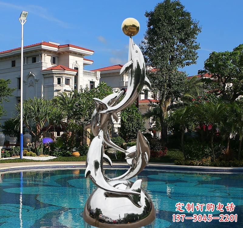 大连不锈钢海豚雕塑精美绝伦