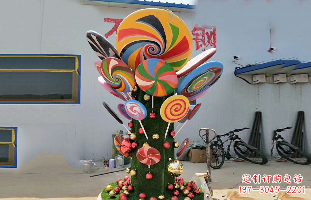 大连不锈钢彩色棒棒糖景观雕塑