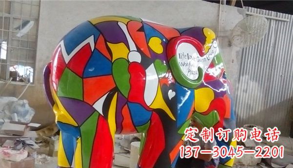 大连不锈钢彩色大象公园景观雕塑