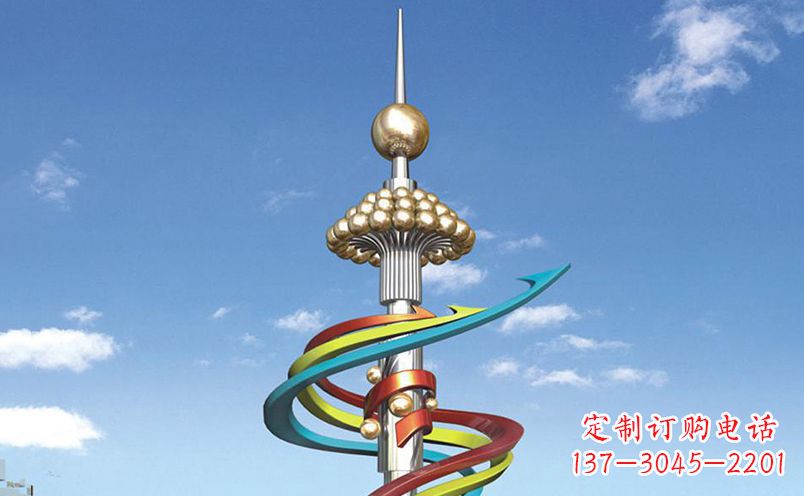 大连不锈钢飘带彩色雕塑——缤纷空间的艺术美学