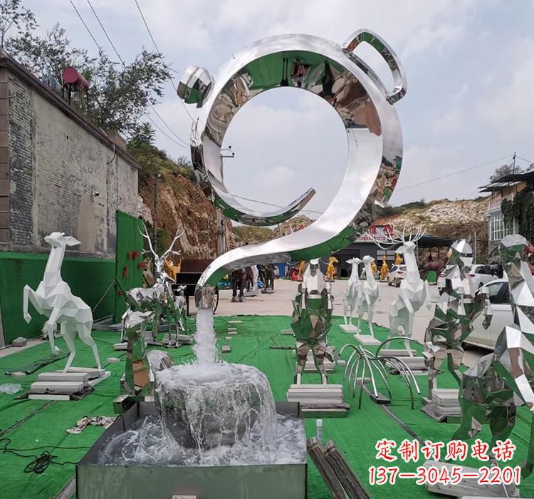 大连不锈钢茶壶雕塑精致美观的艺术品