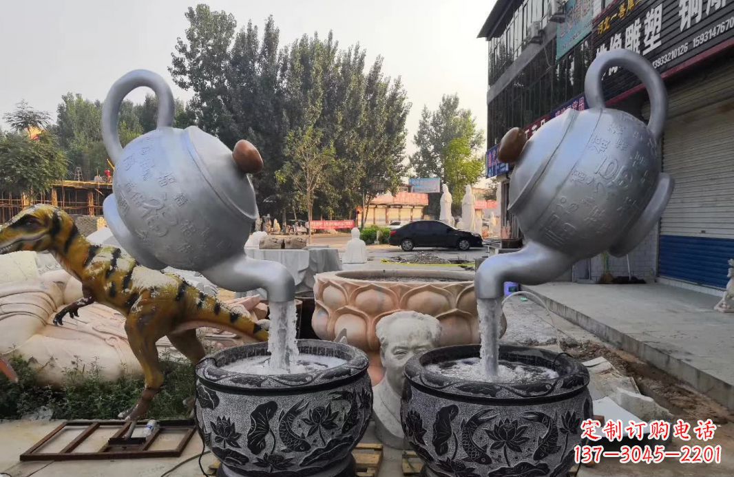 大连不锈钢茶壶喷泉雕塑精致而又高雅