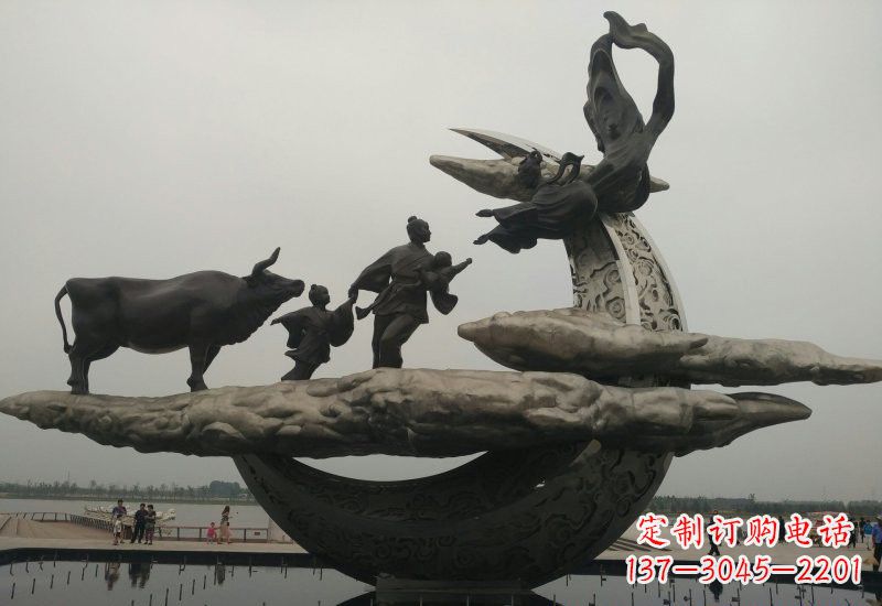 大连不锈钢牛郎织女雕塑传说中的爱情