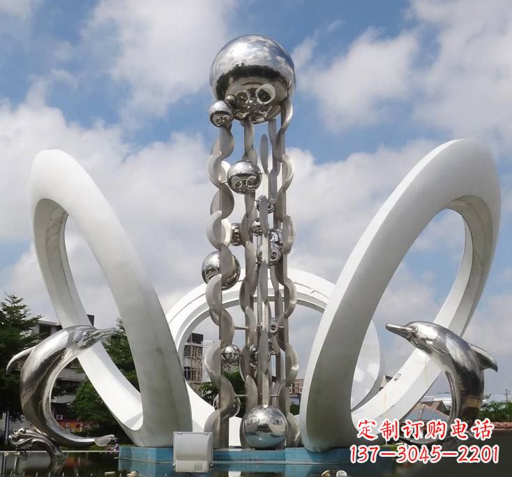 大连不锈钢城市艺术海豚雕塑美丽的海洋守护者