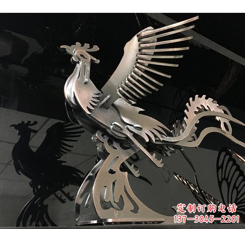 大连不锈钢凤凰雕塑精美的艺术品