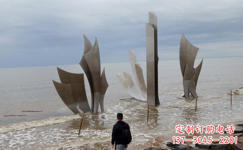 大连不锈钢船帆海边景观雕塑