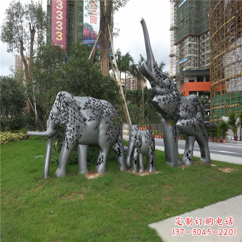大连不锈钢大象雕塑小区园林的精美装饰