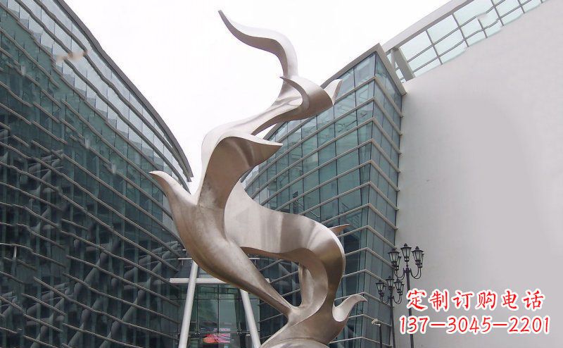 大连不锈钢抽象大雁鸽子雕塑