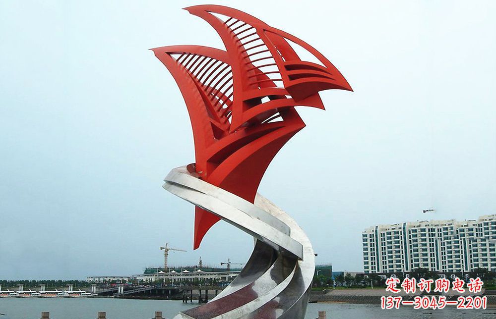 大连海洋之舟——不锈钢抽象帆船海边景观雕塑