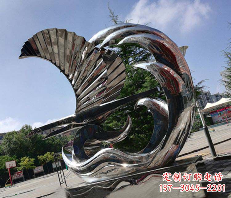 大连不锈钢帆船雕塑象征海上生活的艺术精品