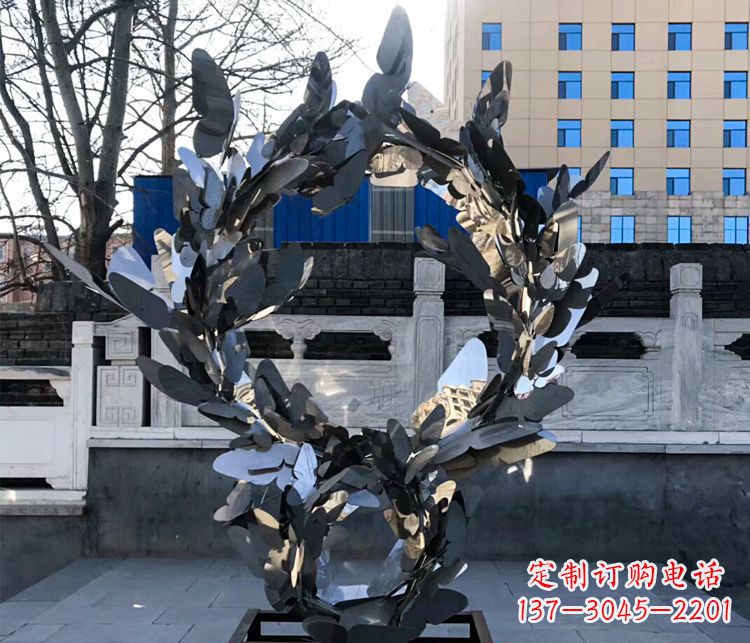 大连不锈钢蝴蝶花环景观雕塑