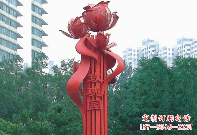 大连不锈钢玫瑰雕塑精美而优雅