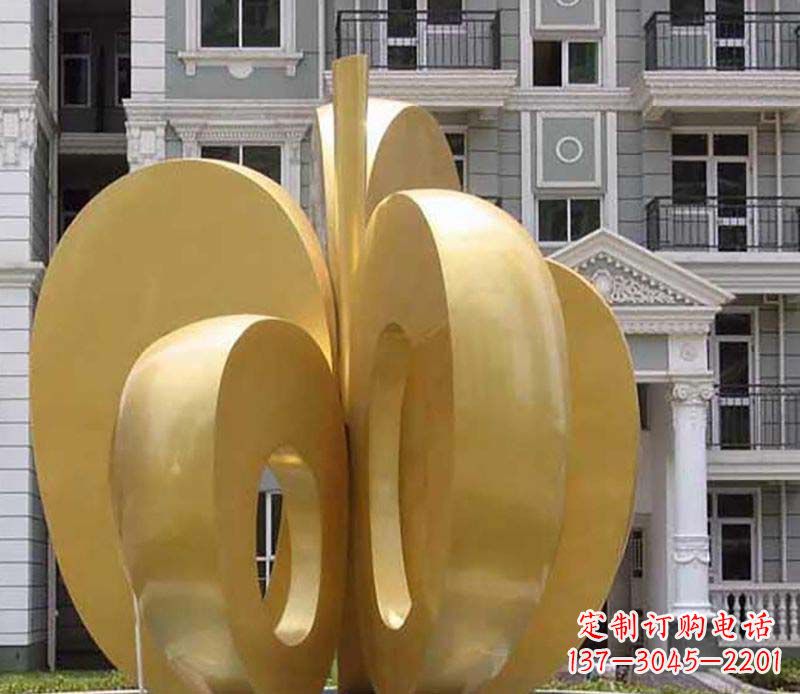 大连不锈钢苹果雕塑极具视觉震撼力