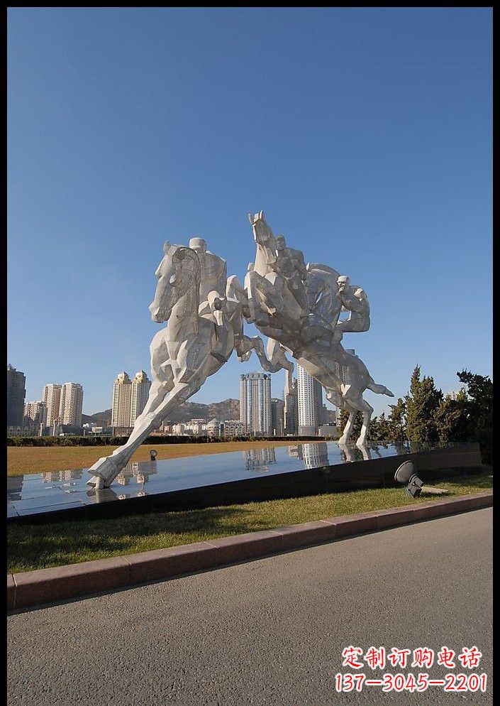 大连不锈钢骑马雕塑精美的艺术品