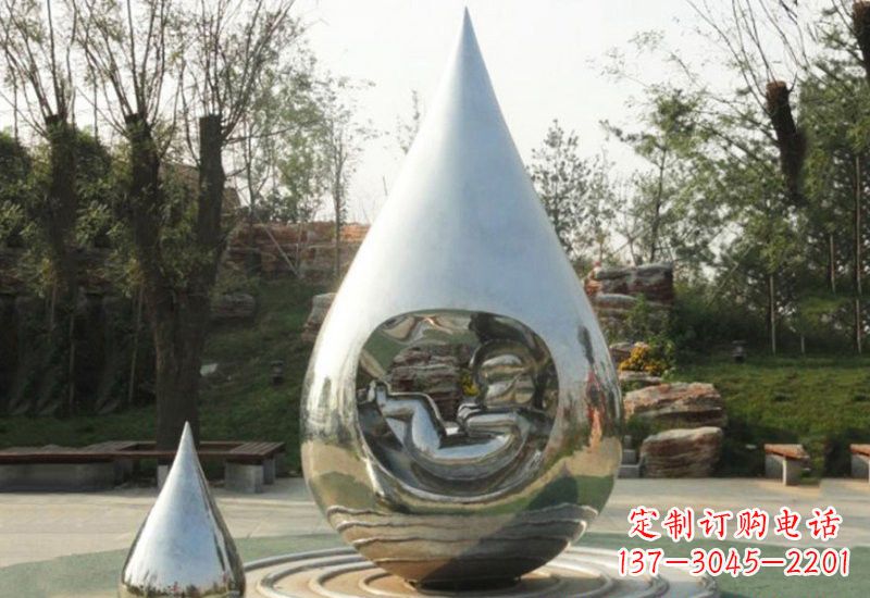 大连不锈钢水滴雕塑缔造生命之源