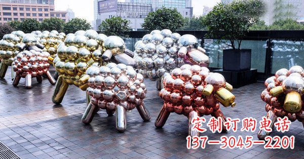大连不锈钢动物雕塑——小羊肖恩动物广场