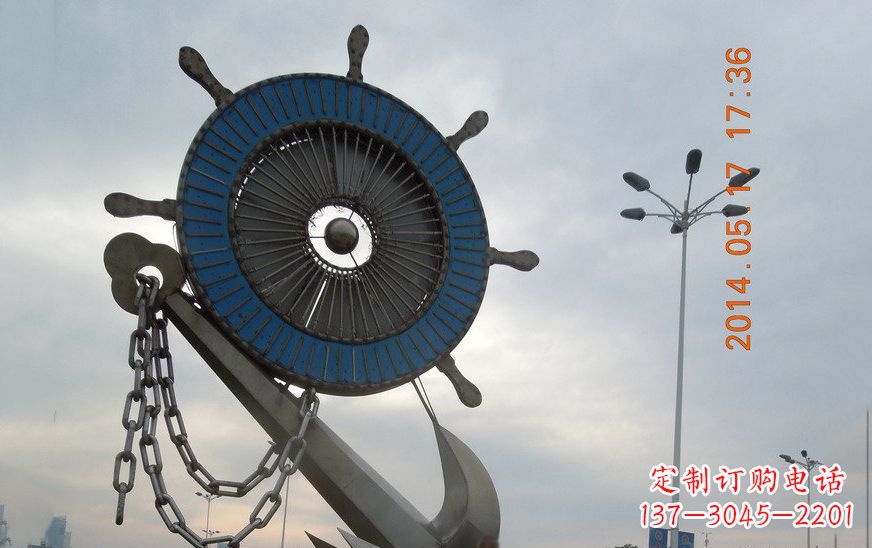 大连不锈钢船舵景观雕塑