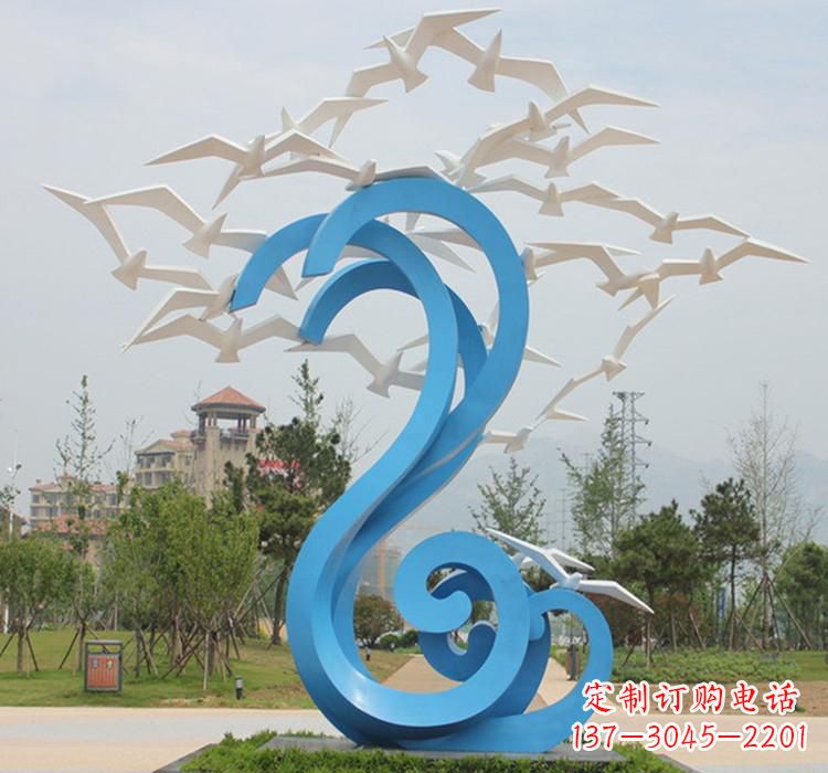 大连新题目精美不锈钢大雁雕塑