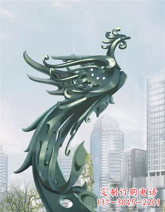 大连不锈钢大型凤凰雕塑美丽而神秘
