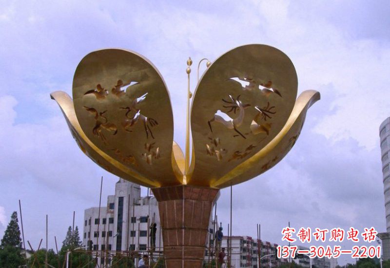 大连大型不锈钢紫荆花雕塑