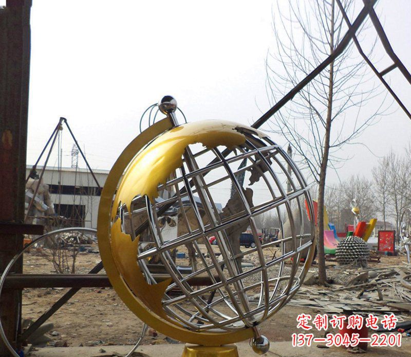 大连不锈钢地球仪雕塑象征着美好未来