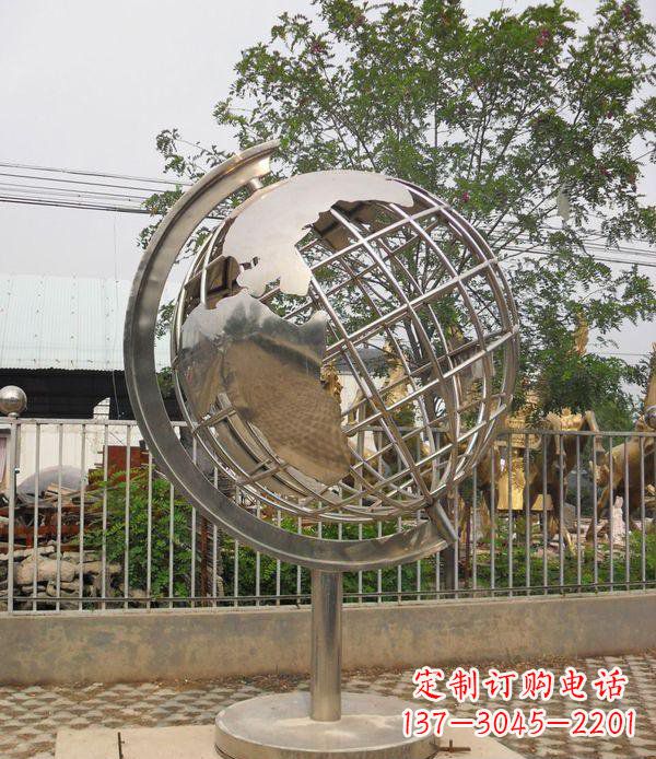 大连精美不锈钢地球仪雕塑点缀校园美景
