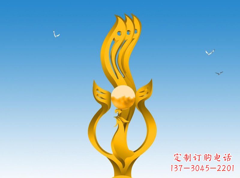 大连不锈钢凤凰雕塑灿烂外形,精美艺术